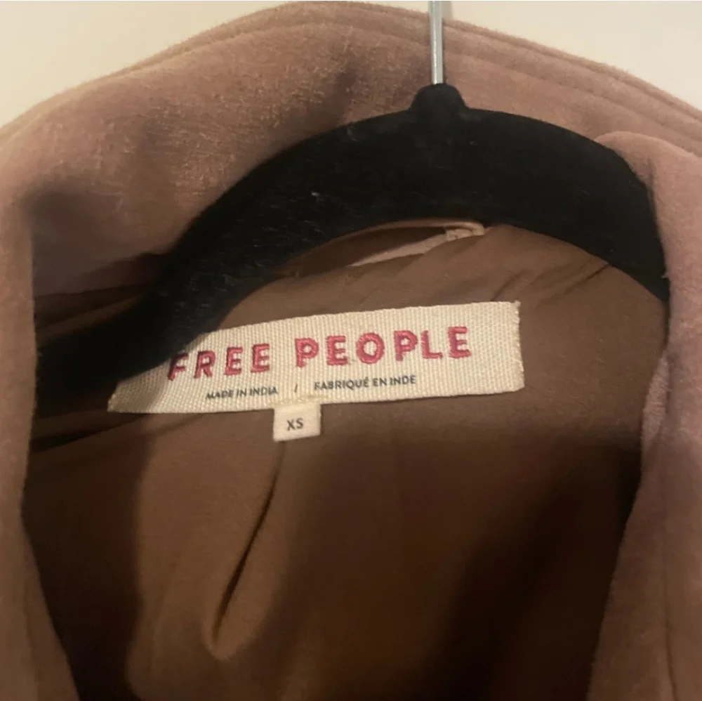 Free People Brown Suede Cropped Leather Jacket with Gray Hooded Liner